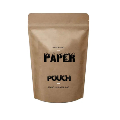 Doypack Ziplock ब्राउन व्हाइट क्राफ्ट क्राफ्ट पेपर स्टैंडिंग अप पॉच खाद्य पाउडर चाय कॉफी पैकेजिंग ज़िपर बैग