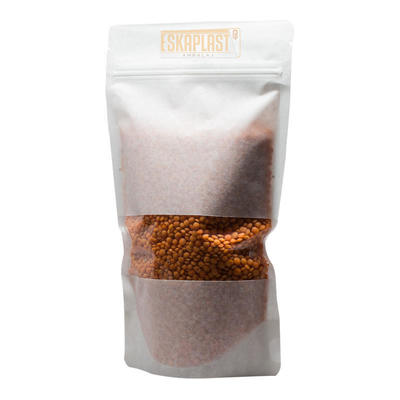 सफेद काउहाइड बैग (खड़ा बैग) छोटे विंडो के साथ, कस्टम मुद्रित ज़िपर, क्राफ्ट पेपर स्टैंडिंग बैग/खाद्य पैकेजिंग बैग