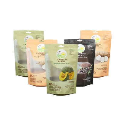 Eco-Friendly Packaging For Coffee Beans Tea Food Snacks Kraft Paper Clear Stand-Up Resealable Zip Lock Custom Logo