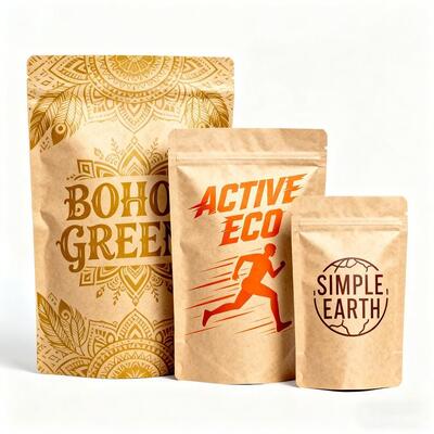 Custom White Kraft Paper Eco-Friendly Compostable Pla Food Bags Coffee Pouch Stand Up Ziplock Pouch With Biodegradable Zipper