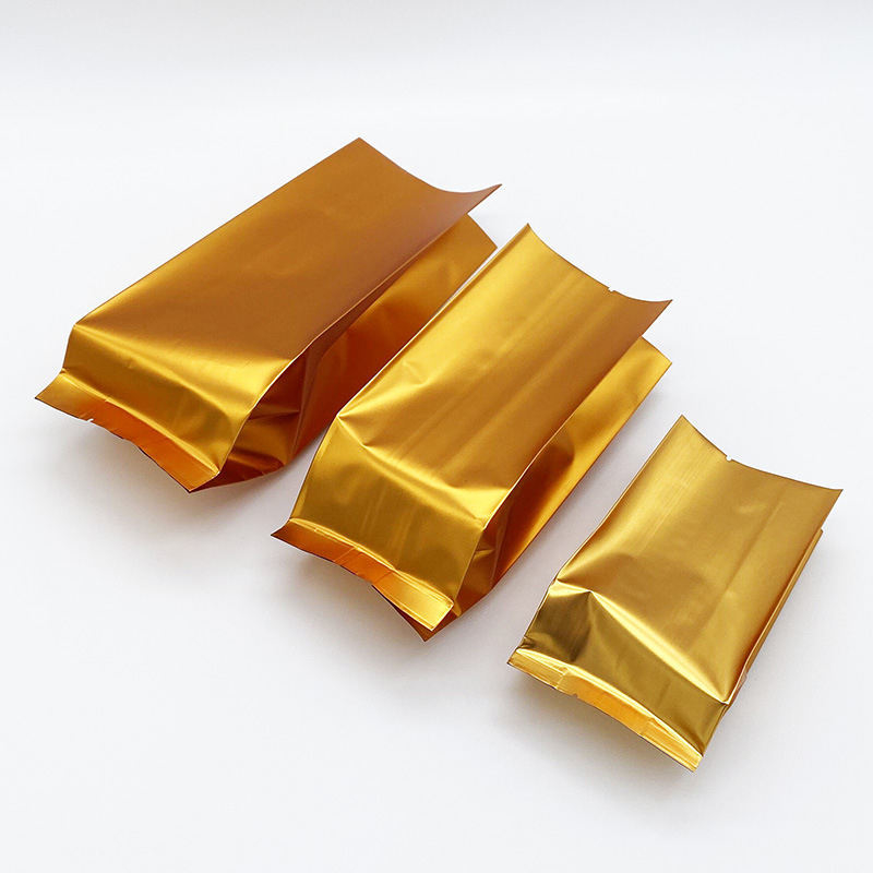 कस्टम लोगो साइड गसेट फ्लैट बॉटम स्टैंड अप पाउच एल्यूमिनियम फॉयल टी बैग हीट सील के साथ CPP और PE प्लास्टिक खाद्य पैकेजिंग